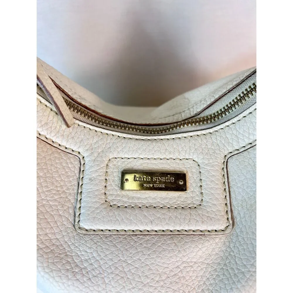 Kate Spade Women's Hudson Ivory Pebble Leather Large Hobo Shoulder Bag